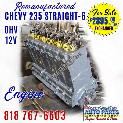 Remanufactured Chevy 235 Engine Sale Straight 6