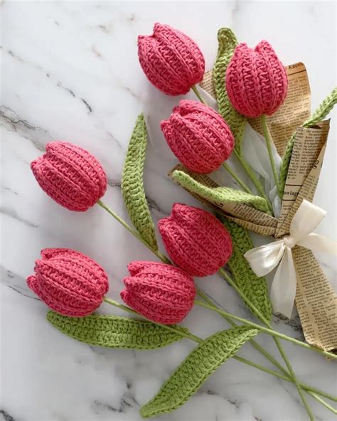 Hermosos Tulipanes En Crochet Patron Gratis Muy Facil Crochetisimo