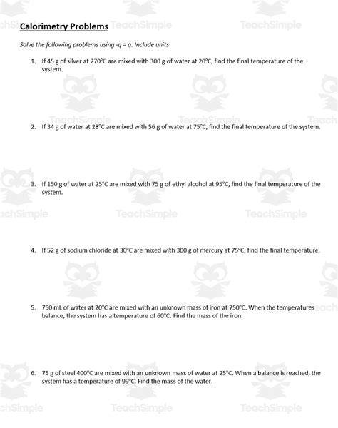 Calorimetry Practice by Teach Simple