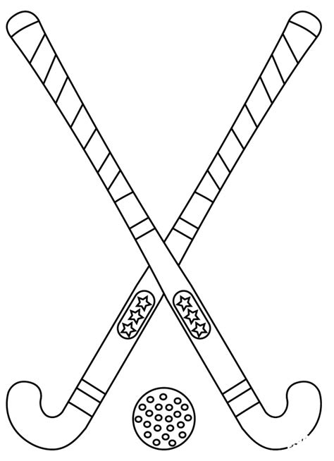 Field Hockey Stick And Ball Coloring Page Colouringpages