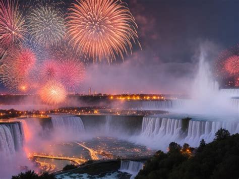 Premium AI Image | Niagara falls and fireworks