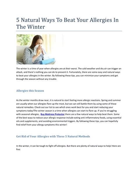 Ppt 5 Natural Ways To Beat Your Allergies In The Winter Powerpoint