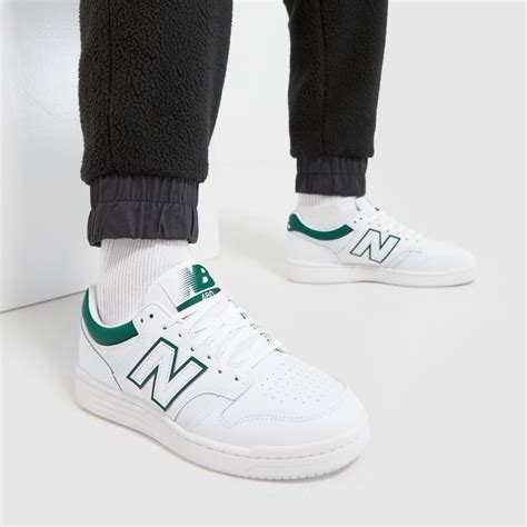 Mens White And Green New Balance 480 Trainers Schuh