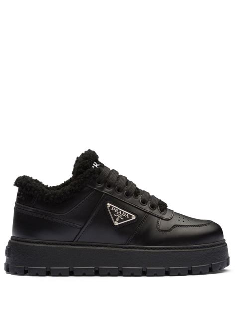 Prada Shearling Trim Flatform Sneakers Farfetch