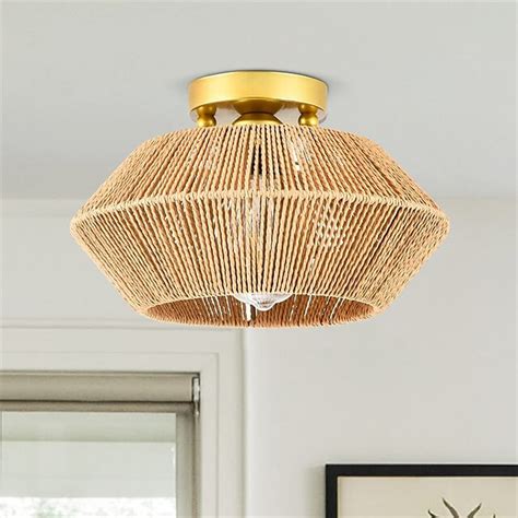 Led Loftslampe Rattan Boho Lysarmaturer Loftsmontering Rattan Semi