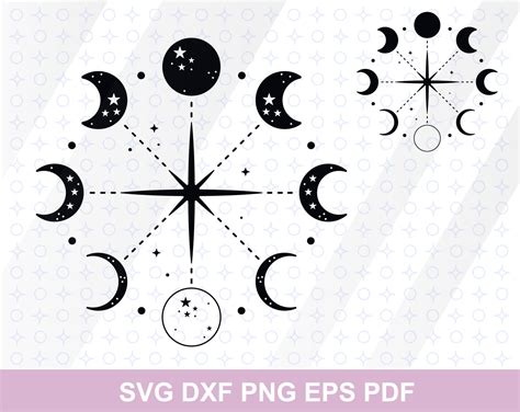 Moon Phases Svg Circle Moon Png Celestial Boho Moon Svg Etsy