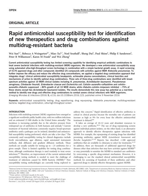 Pdf Rapid Antimicrobial Susceptibility Test For Identification Of New