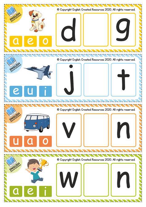 Cvc Missing Vowel Cards Worksheets English Created Resources