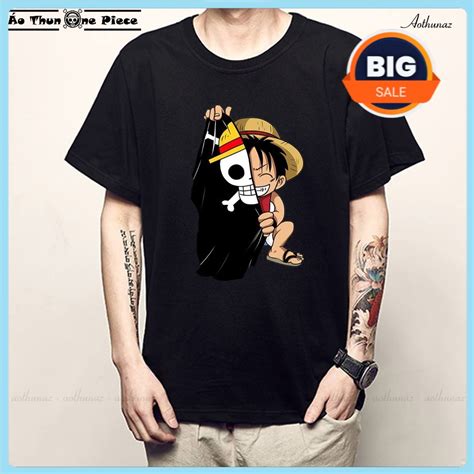 Monkey D Printed T Shirt Luffy Cute Chibi Short Sleeve Black Luffy