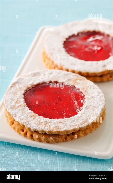 Shortbread jam biscuits Stock Photo - Alamy