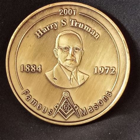 2001 Harry S Truman Famous Masons 1884 1972 Bronze Medallion For