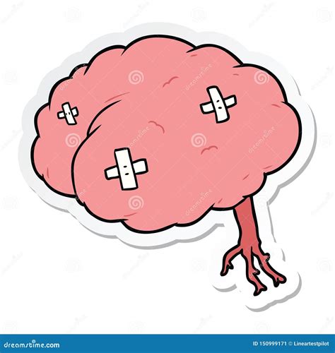 A Creative Sticker Of A Cartoon Injured Brain Stock Vector