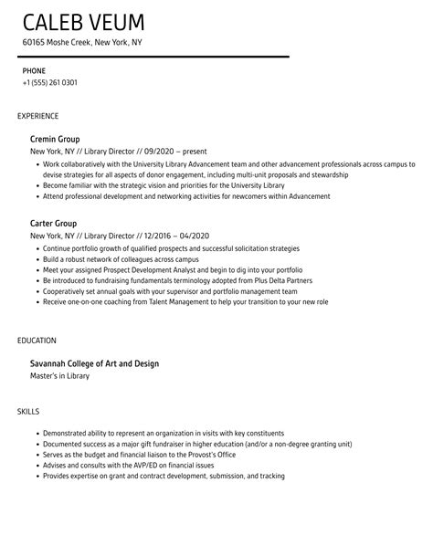 Library Director Resume Samples Velvet Jobs