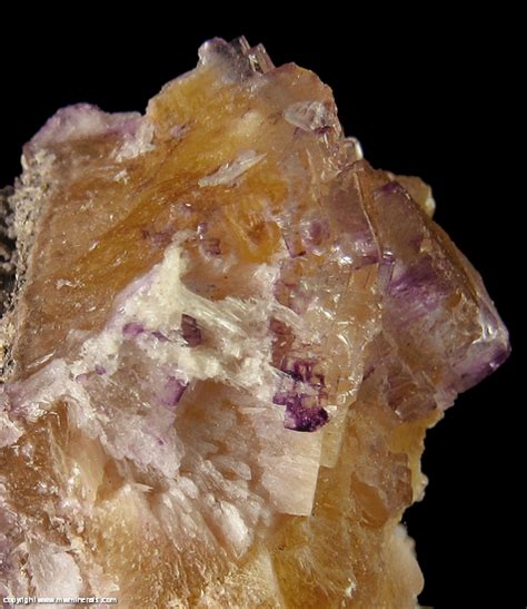 Mineral Specimen Yellow And Purple Fluorite With Calcite From