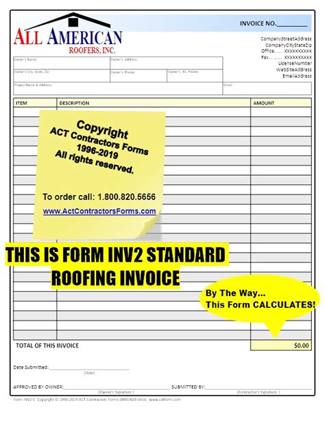 Roofing Contractor Invoice And Billing Forms