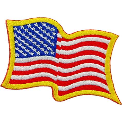 United States Of America American Flag Wavy Embroidered Iron On Patch