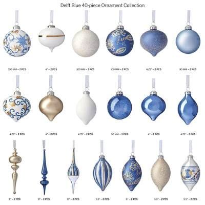 Delft Blue 40 Piece Ornament Collection Frontgate Blue Christmas