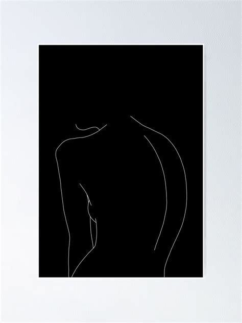 Nude Back Line Drawing Illustration Alex Black Poster For Sale By