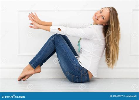 Beautiful Girl On The Floor Stock Image Image Of Lifestyle Beauty