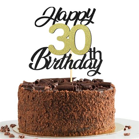 Buy Sumerk Happy 30th Birthday Cake Toppers Black And Gold Glitter 30th Birthday Cake Decorations