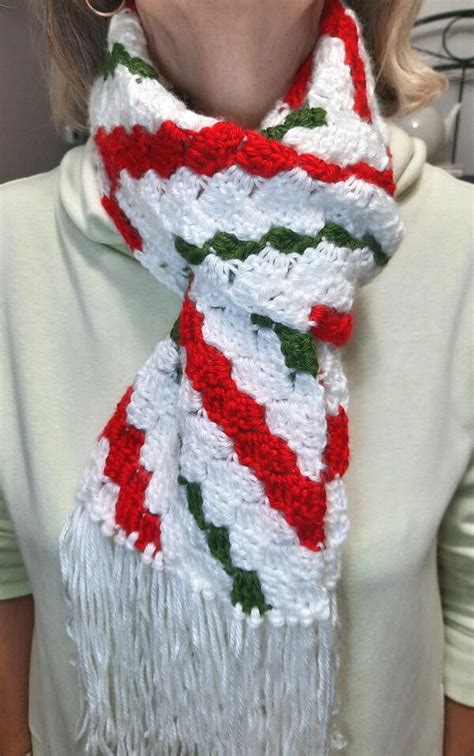 C2C Candy Cane Scarf | AllFreeCrochet.com