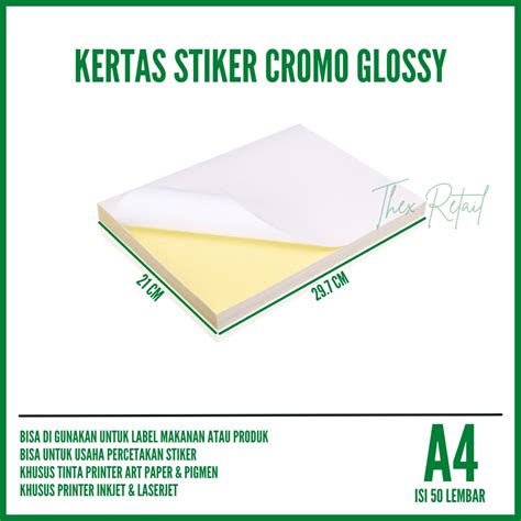 Jual Kertas Stiker Glossy A Isi Lembar Kertas Sticker Glossy A