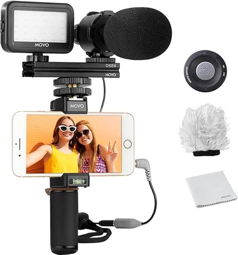 Movo Kit Vlogging Smartphone V7 avec poignée Microphone stéréo