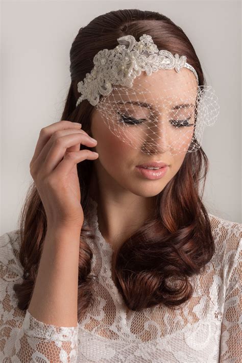 Hand Beaded Ivory Lace Veil Head Band Wedding By Birettaandbusby 200