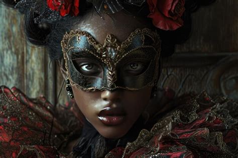 Premium Photo Beautiful African American Woman In Mysterious Mask