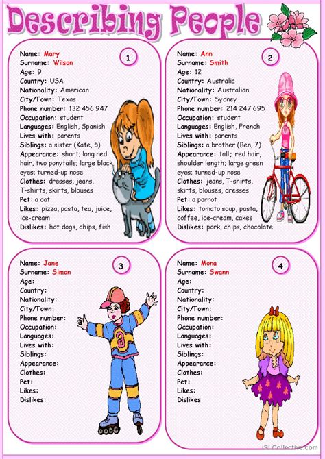 Describing People English ESL Worksheets Pdf Doc