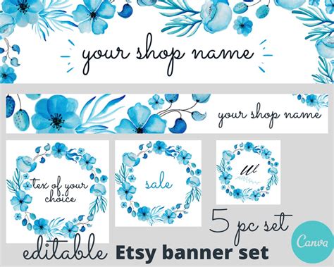 Etsy Shop Banner, Floral Banner Set, Etsy Shop Graphics, Editable ...