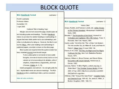 Mla Block Quotation Example