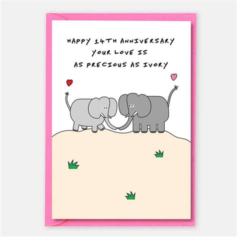 14th Anniversary Card Ivory Wedding Anniversary Card By I AM A