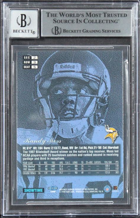 Randy Moss Signed 1998 Flair Showcase Row 3 5 RC BGS 10 Pristine