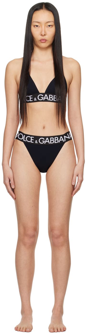 Dolce Gabbana Black Halter Neck Bikini SSENSE