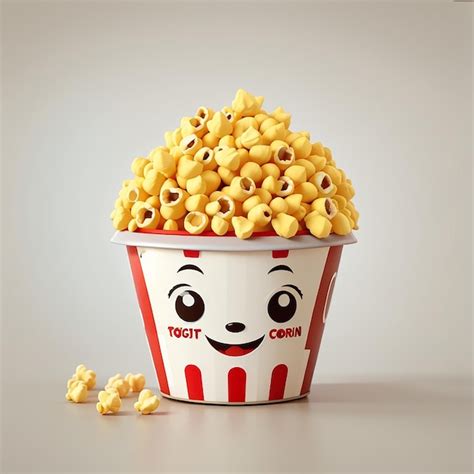 Premium Photo Cute Popcorn Cartoon Vector Icon Illustration Food Icon Concept Isolated Premium