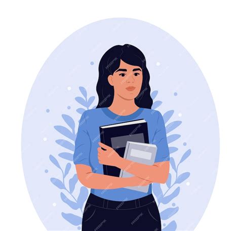 Premium Vector A Woman Holding Books In Her Arms