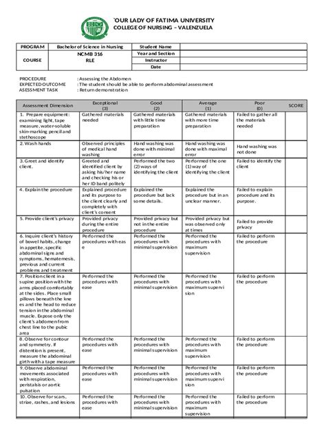 Competency In Performing An Abdominal Assessment Pdf Abdomen