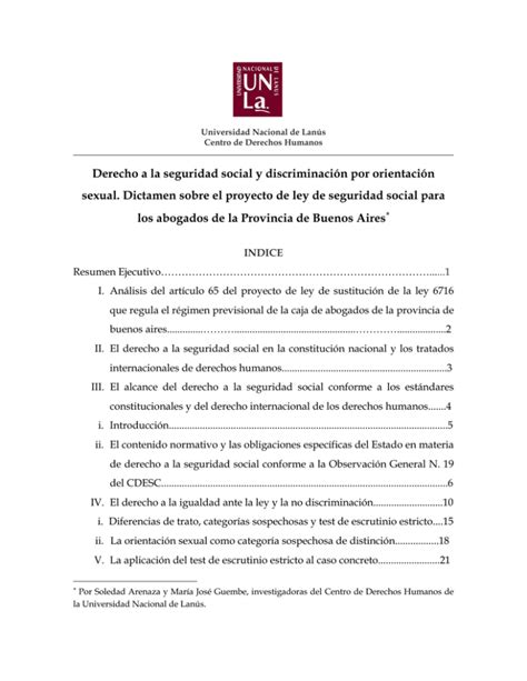 Dictamen Sobre El Proyecto De Ley De Seguridad Social Para Los