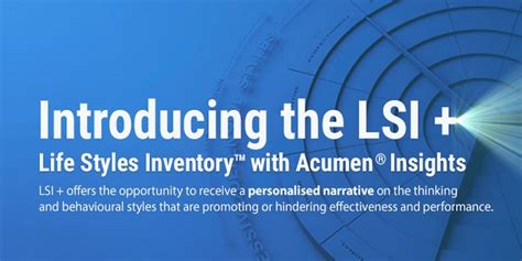 Introducing The Lsi Life Styles Inventory™ With Acumen® Insights