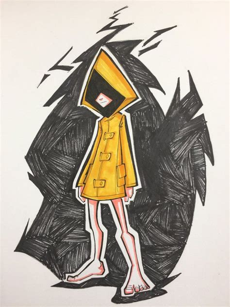 a drawing of a person in a yellow raincoat