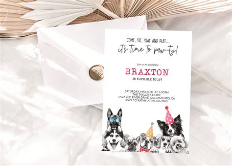 Editable Dog Birthday Party Invitation Watercolor Puppy - Etsy