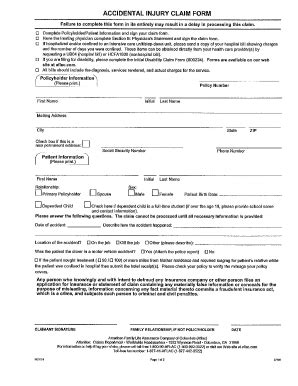 Aflac Accidental Injury Claim Form Fill And Sign Printable Template