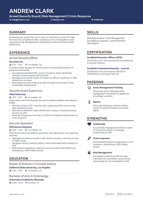 10 Armed Security Guard Resume Examples Guide For 2025