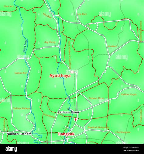 Map of Ayutthaya City in Thailand Stock Photo - Alamy