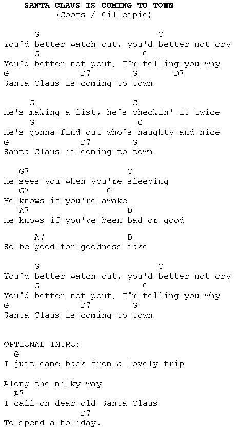 Santa Claus Is Coming To Town Lyrics