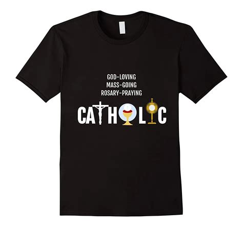 God Loving Mass Going Rosary Praying Catholic T Shirt Faith Men Tee