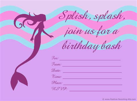 Printable Mermaid Birthday Invitations