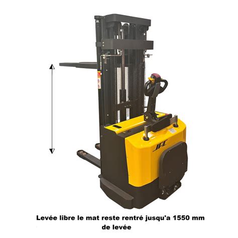 Gerbeur tout électrique charge 2000 Kg levée 4500 mm mats triplex