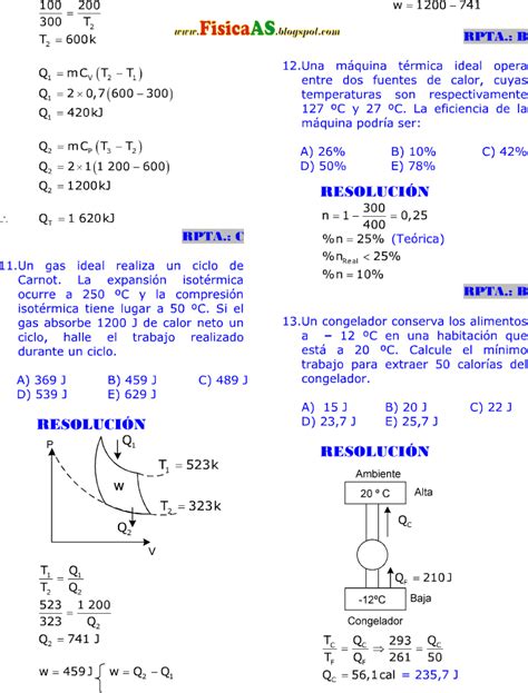 Termodin Mica Problemas Resueltos Tipo Examen De Ingreso A La